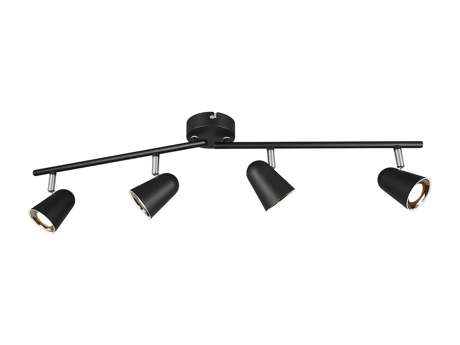 Faretto LED 4 luci, plastica, nero opaco, 78x17x9 cm, Toulouse