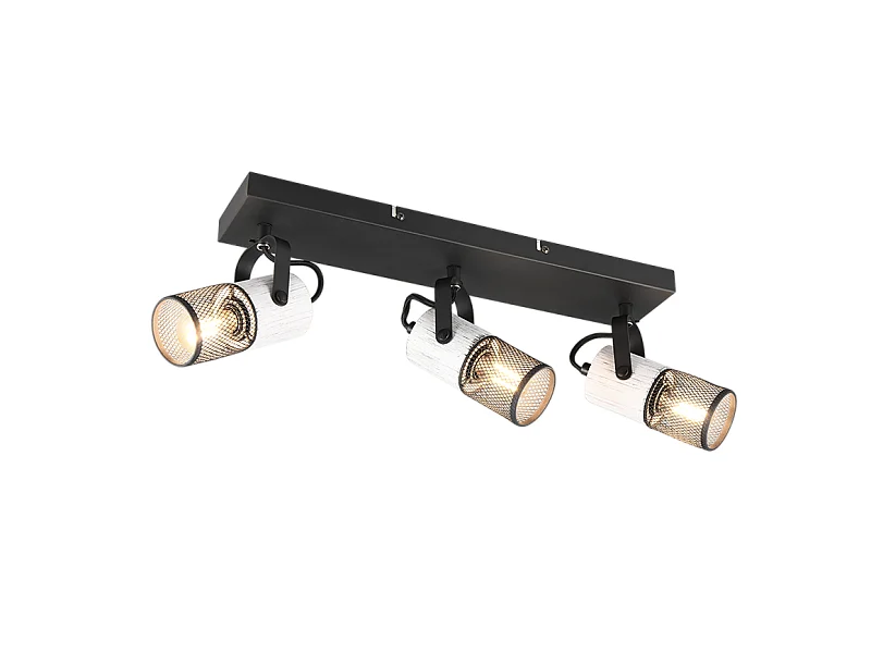 Faretto 3 luci, metallo, nero, 44x19,5x9 cm, Tosh