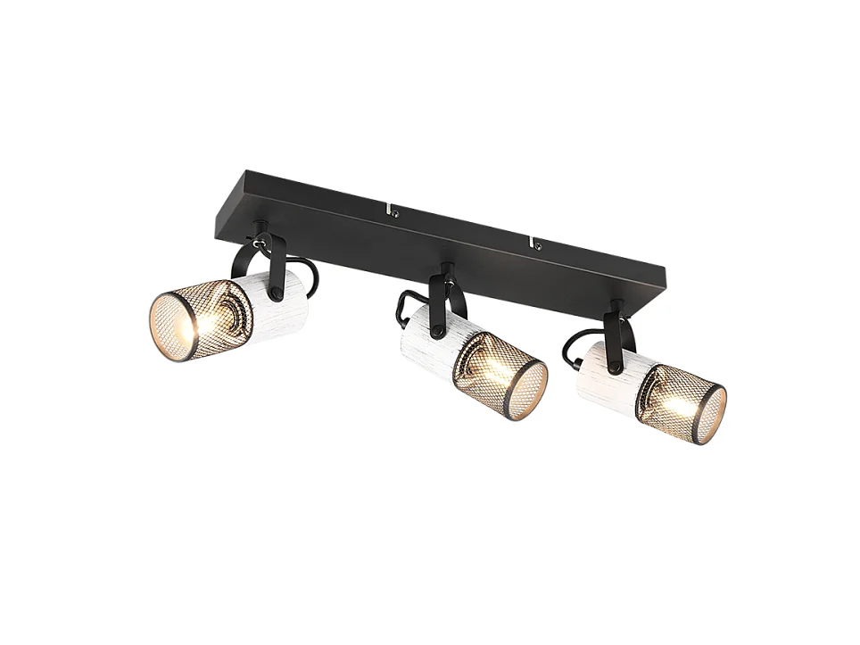 Faretto 3 luci, metallo, nero, 44x19,5x9 cm, Tosh