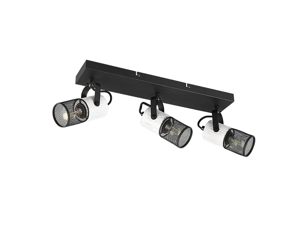 Faretto 3 luci, metallo, nero, 44x19,5x9 cm, Tosh