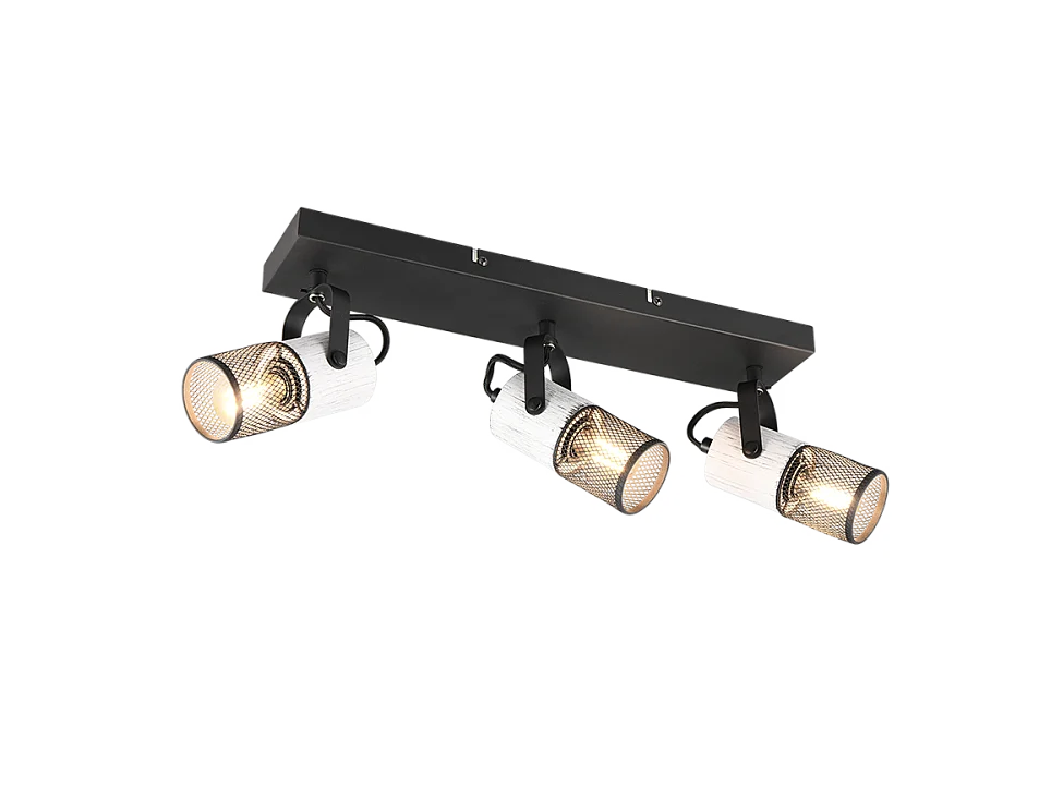 Faretto 3 luci, metallo, nero, 44x19,5x9 cm, Tosh