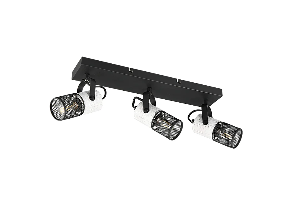 Faretto 3 luci, metallo, nero, 44x19,5x9 cm, Tosh