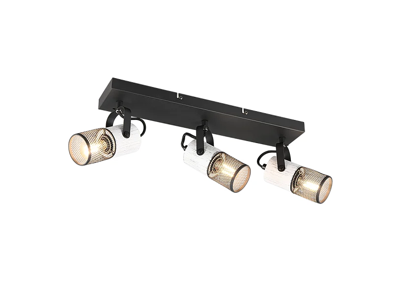 Faretto 3 luci, metallo, nero, 44x19,5x9 cm, Tosh