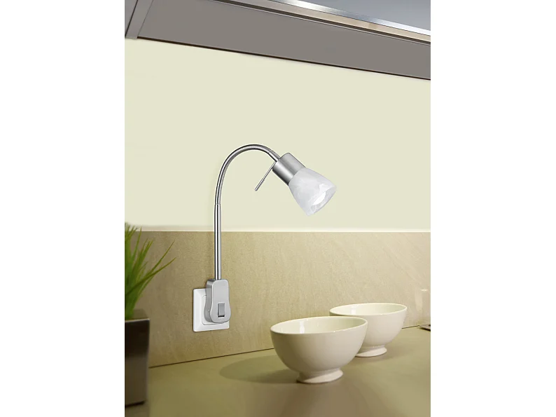 Faretto LED, metallo, nichel opaco, 7,4x40x23 cm, Levisto