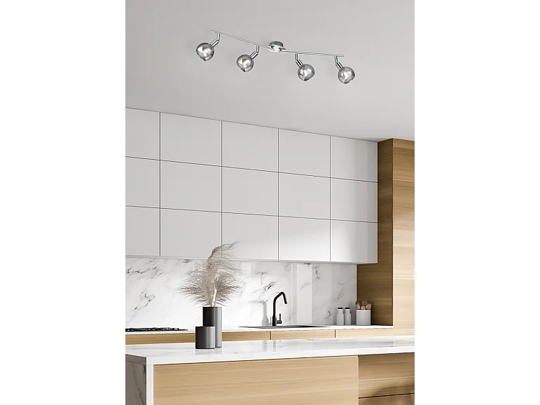 Faretto 4 luci, metallo, cromo, 85x20,5x9 cm, Brest