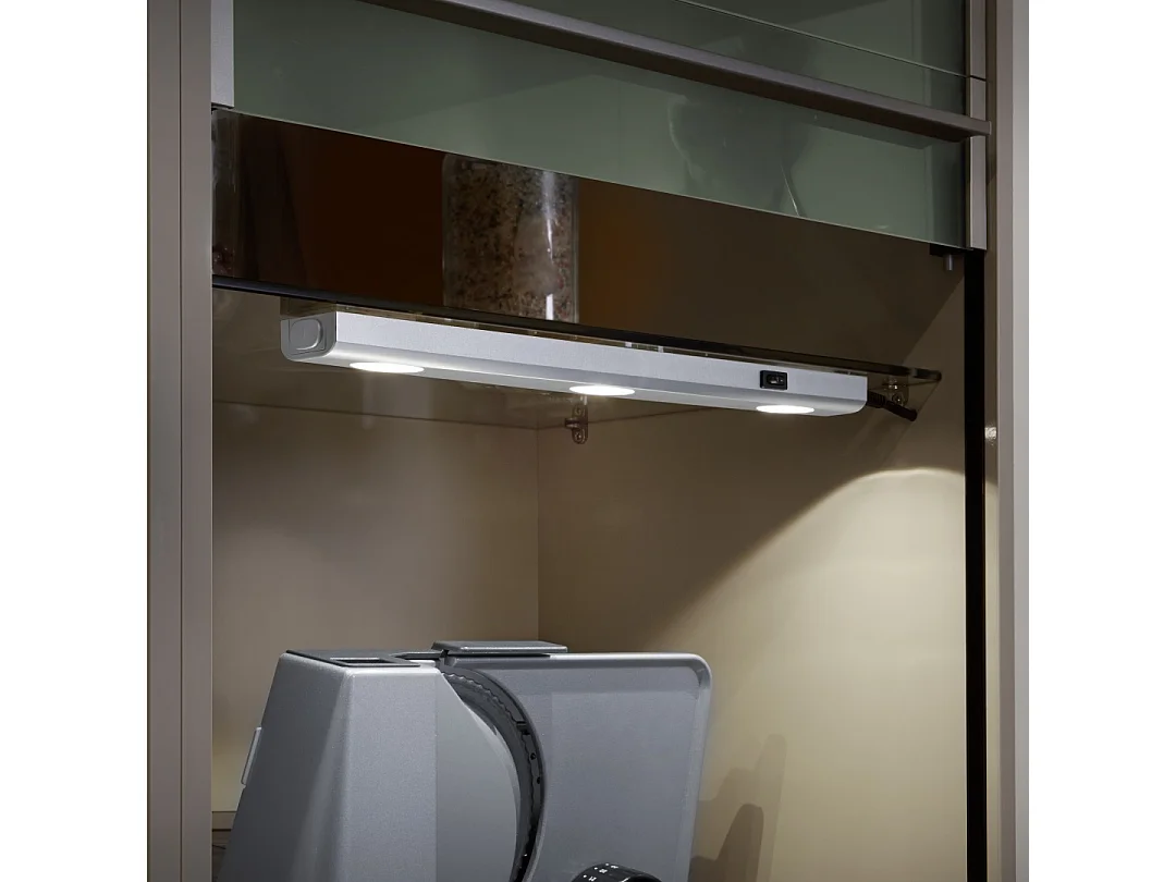 Applique LED 3 luci, plastica, bianco, 40x2x4 cm, Aragon