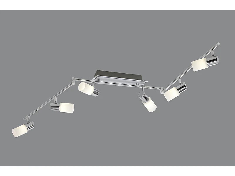 Faretto LED 6 luci, metallo, cromo, 150x24x8 cm, Clapton
