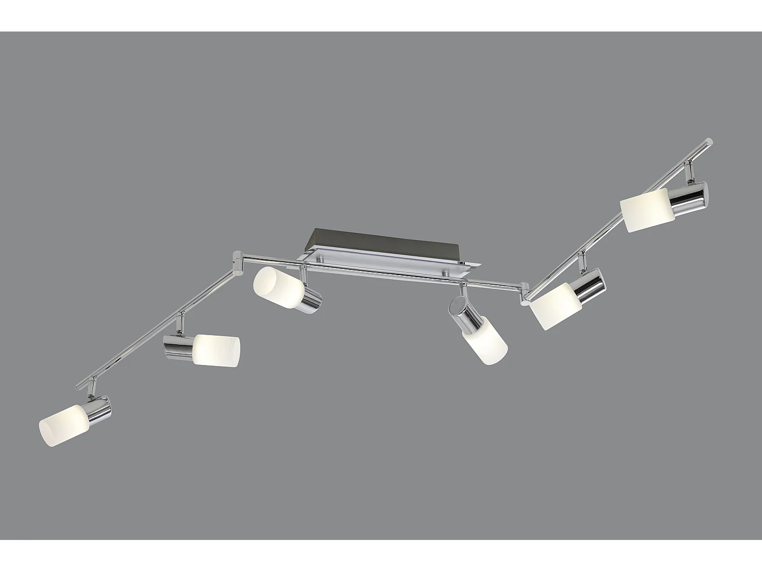Faretto LED 6 luci, metallo, cromo, 150x24x8 cm, Clapton