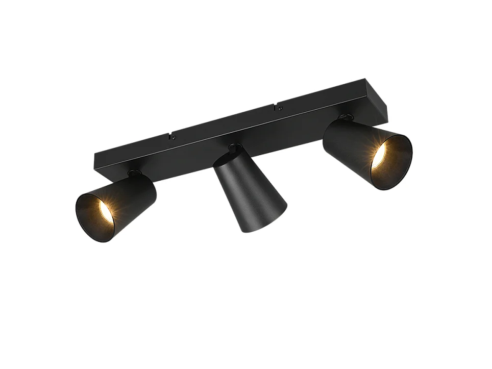 Faretto 3 luci, metallo, nero opaco, 46x16x8,5 cm, Sharp