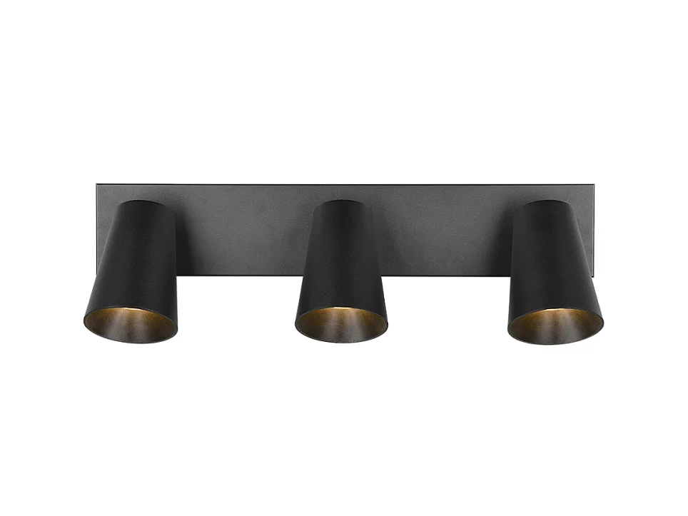 Faretto 3 luci, metallo, nero opaco, 46x16x8,5 cm, Sharp
