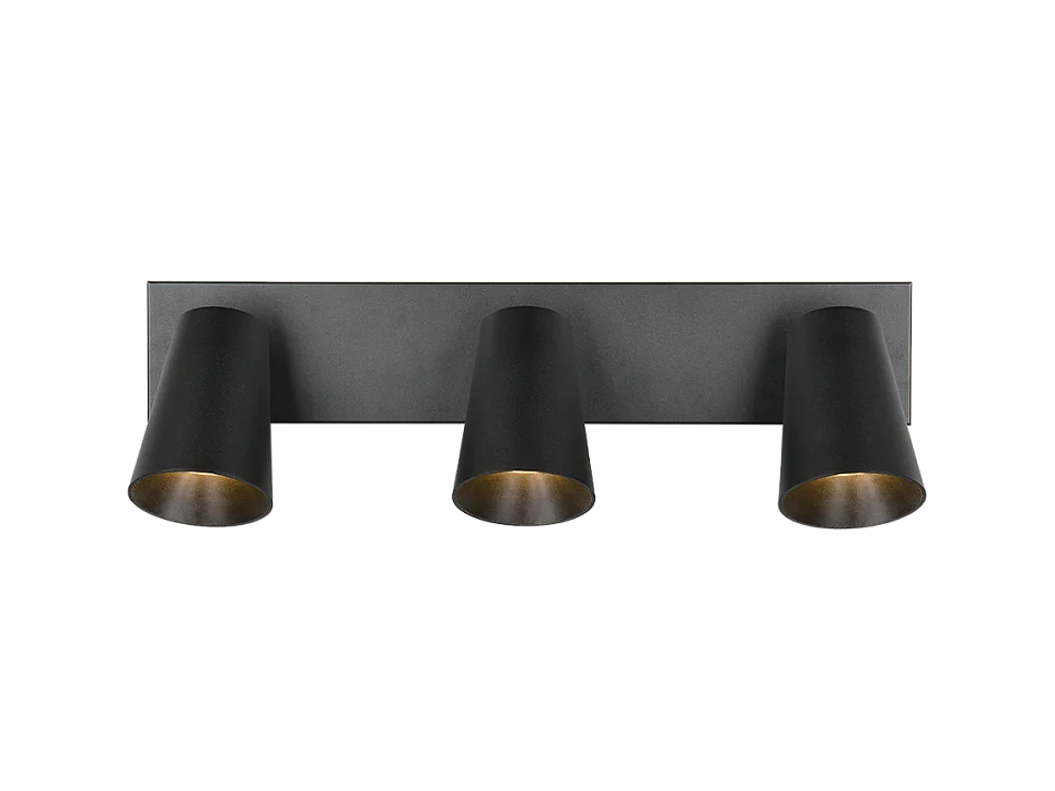 Faretto 3 luci, metallo, nero opaco, 46x16x8,5 cm, Sharp