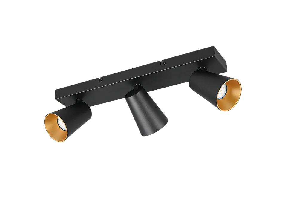 Faretto 3 luci, metallo, nero opaco, 46x16x8,5 cm, Sharp