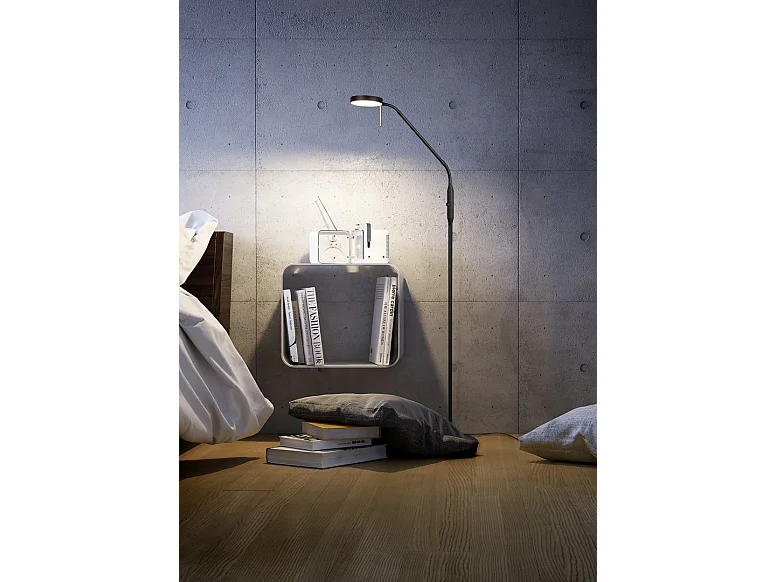 Piantana LED, metallo, nero opaco, 25x145x50 cm, Monza