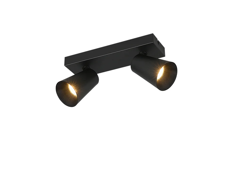 Faretto 2 luci, metallo, nero opaco, 28x16x8,5 cm, Sharp