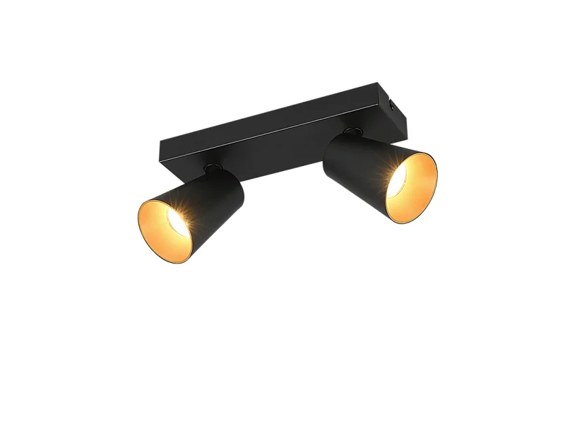 Faretto 2 luci, metallo, nero opaco, 28x16x8,5 cm, Sharp