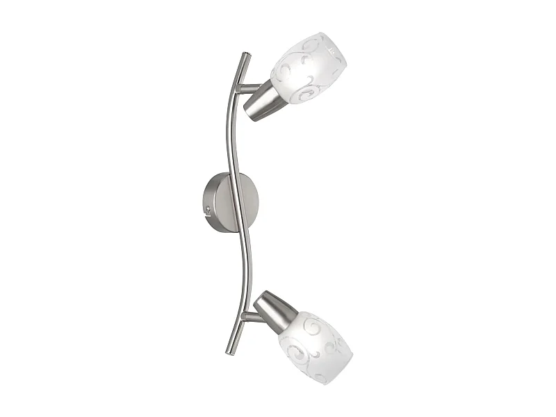 Faretto 2 luci, metallo, nichel opaco, 39x19x8 cm, Colmar