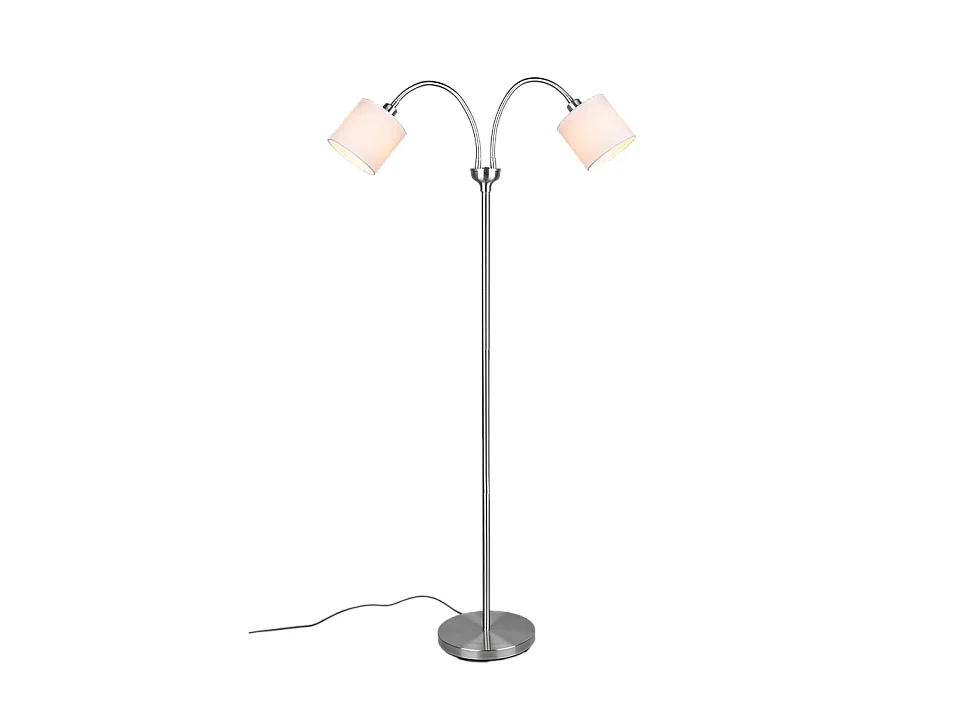 Piantana 2 luci, metallo, nichel opaco, 60x130x25 cm, Tommy