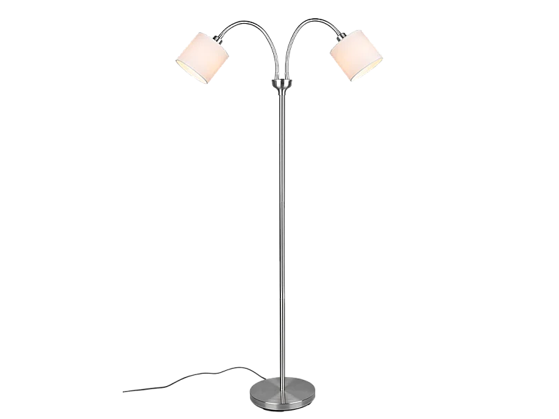 Piantana 2 luci, metallo, nichel opaco, 60x130x25 cm, Tommy