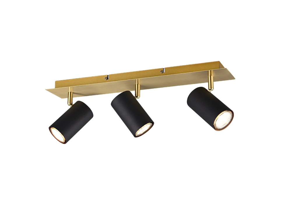 Faretto 3 luci, metallo, oro nero, 48x15x9 cm, Marley
