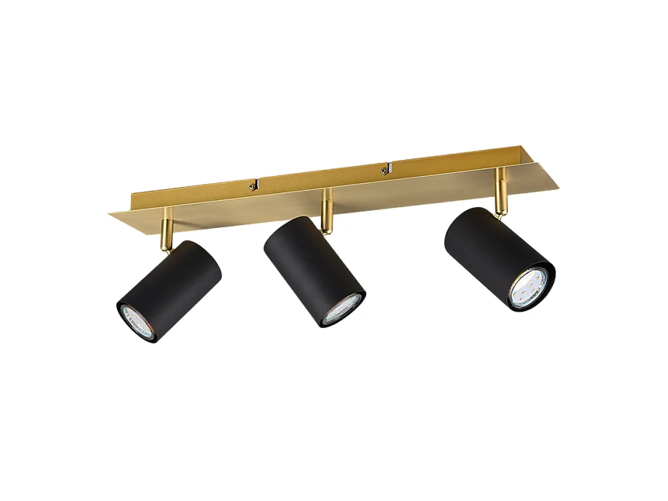 Faretto 3 luci, metallo, oro nero, 48x15x9 cm, Marley