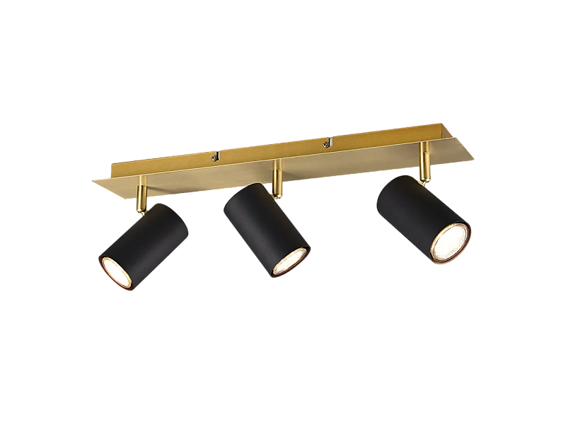 Faretto 3 luci, metallo, oro nero, 48x15x9 cm, Marley