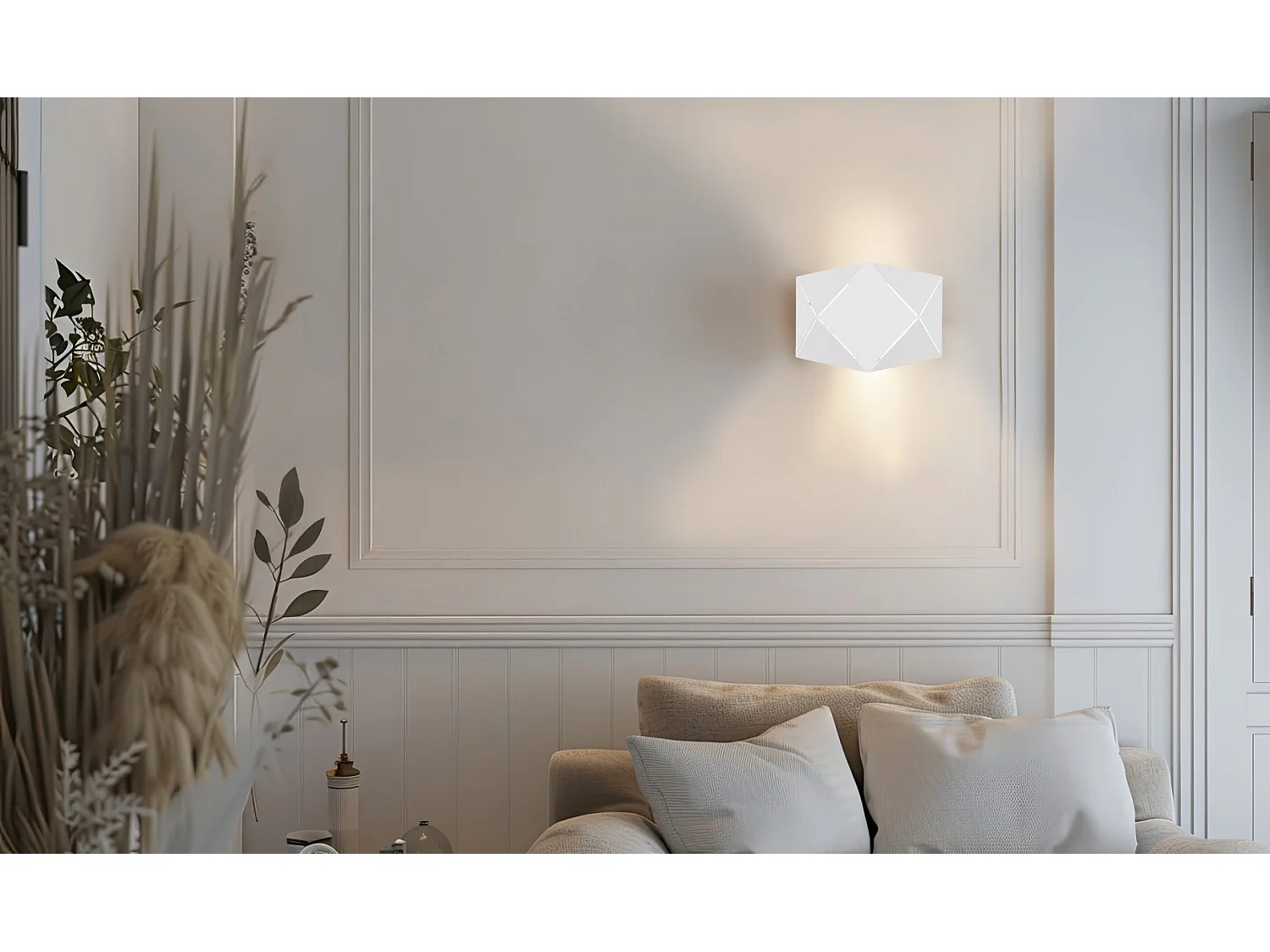 Applique LED, metallo, bianco opaco, 18x13x6 cm, Zandor