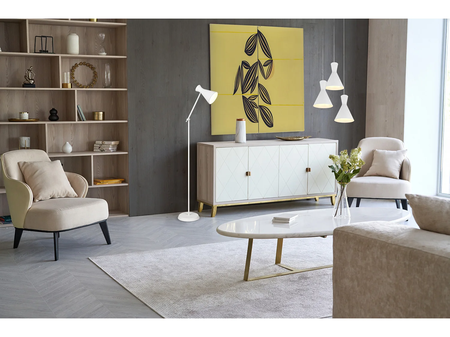 Piantana, metallo, bianco opaco, 25x150x48,8 cm, Enzo