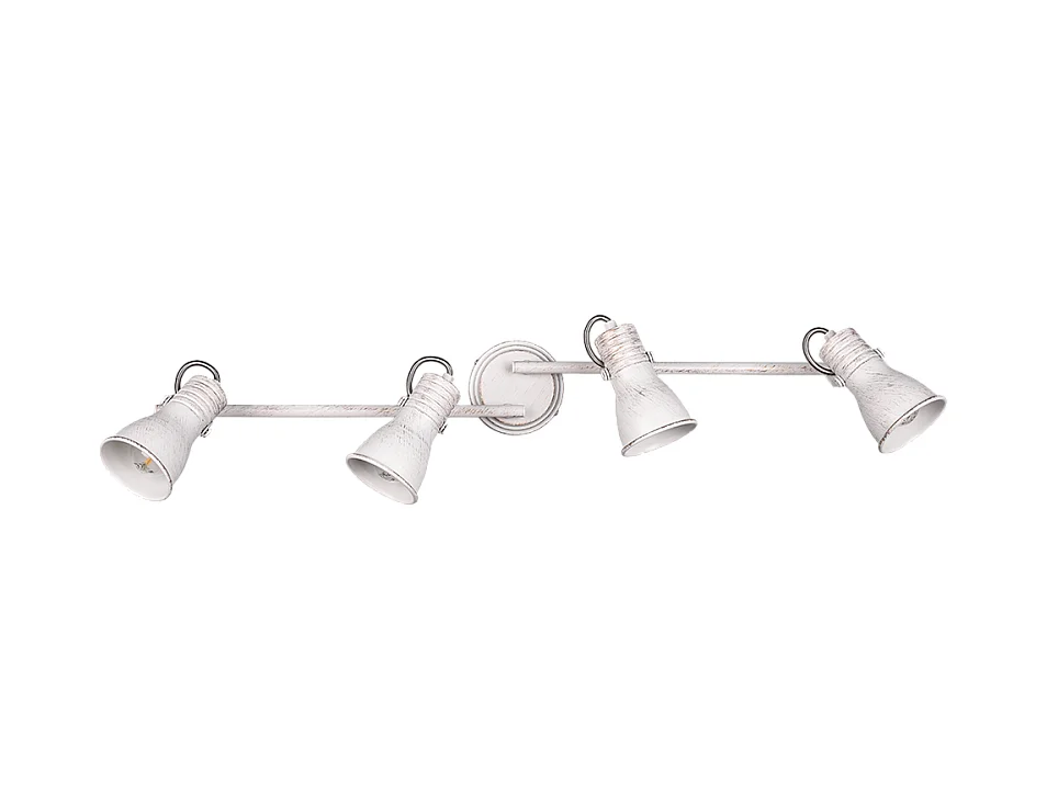 Faretto 4 luci, metallo, bianco anticato, 77x17,7x10 cm, Steam