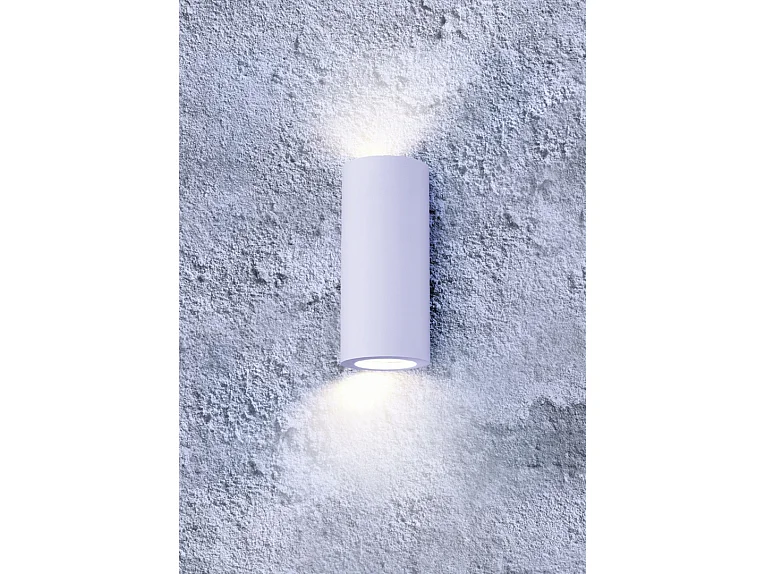 Applique 2 luci, gesso, bianco, 7,5x16,5x7 cm, Zazou