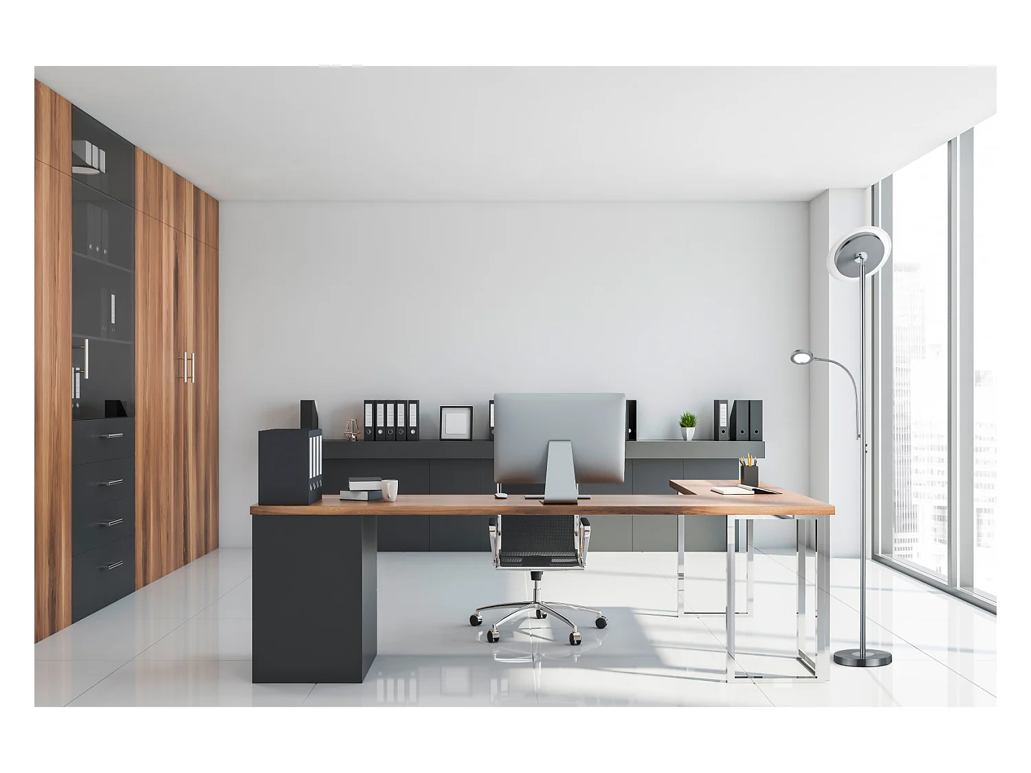 Piantana LED, metallo, nichel opaco, 31x182,5x51 cm, Ackbar