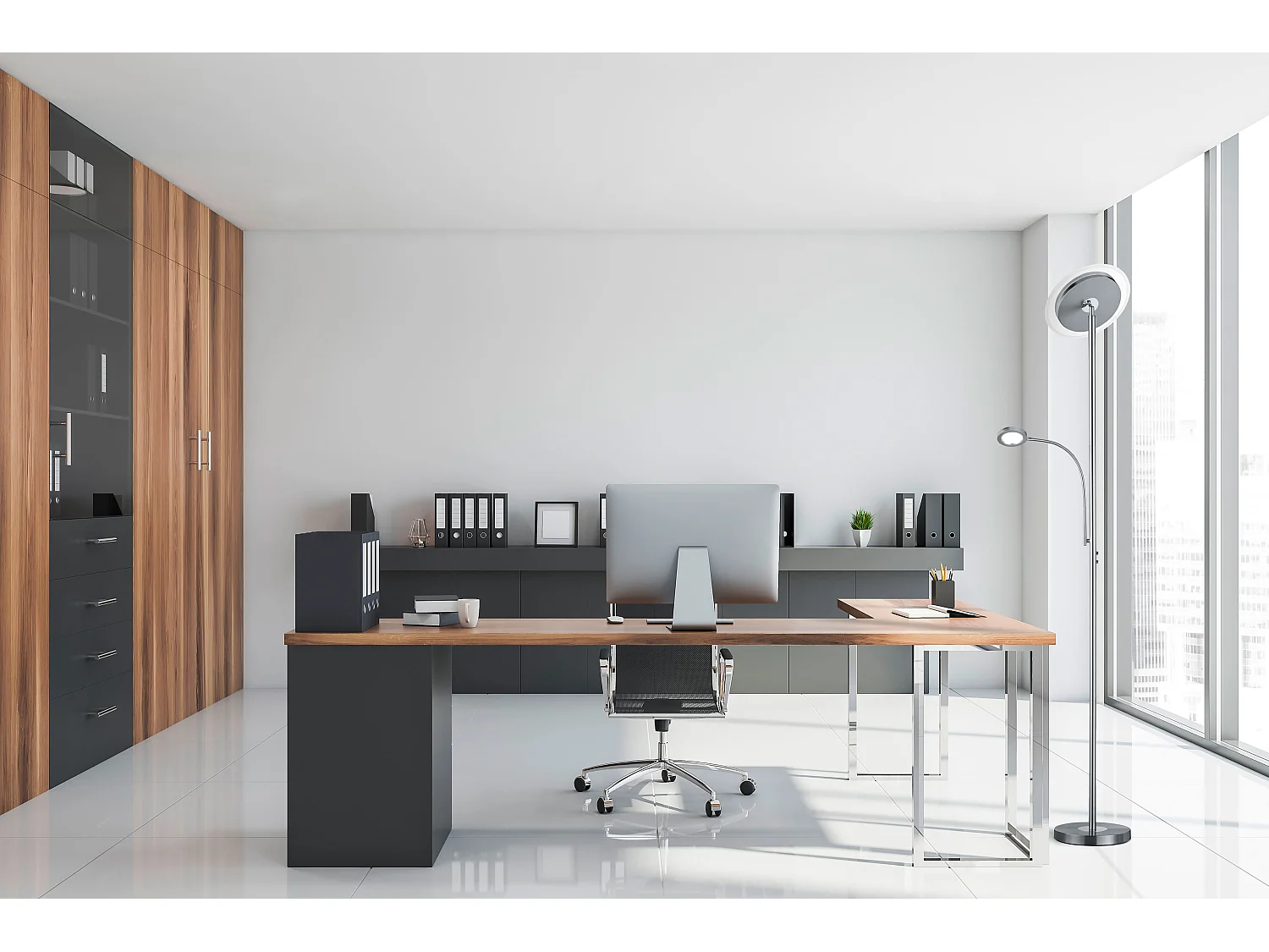 Piantana LED, metallo, nichel opaco, 31x182,5x51 cm, Ackbar