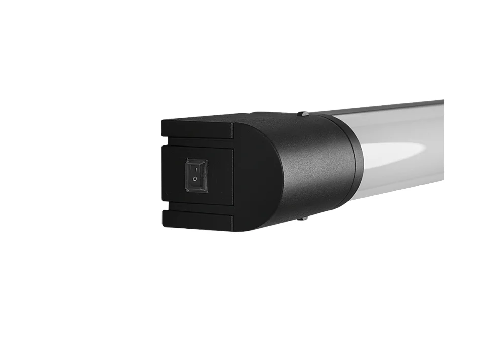 Applique LED, plastica, nero opaco, 119x5,5x7 cm, Piera