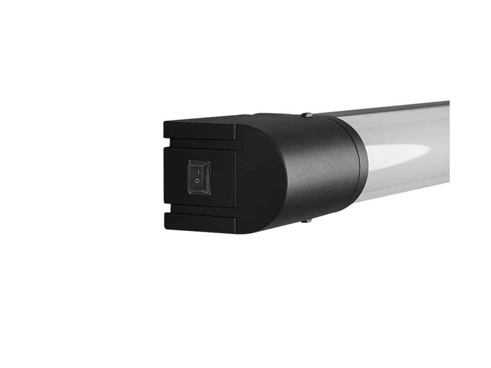 Applique LED, plastica, nero opaco, 119x5,5x7 cm, Piera