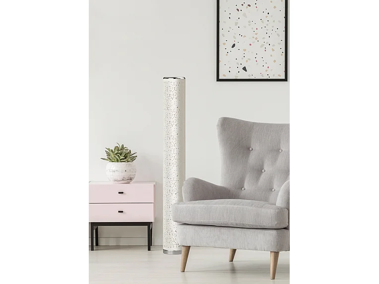 Piantana LED, tessuto, bianco, 13x103x13 cm, Tico