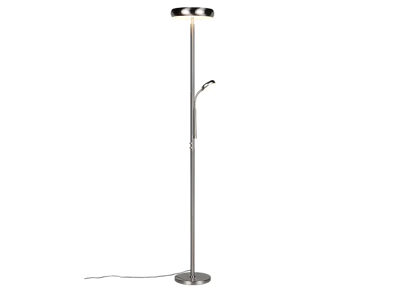 Piantana LED, metallo, nichel opaco, 28x183x28 cm, Palermo