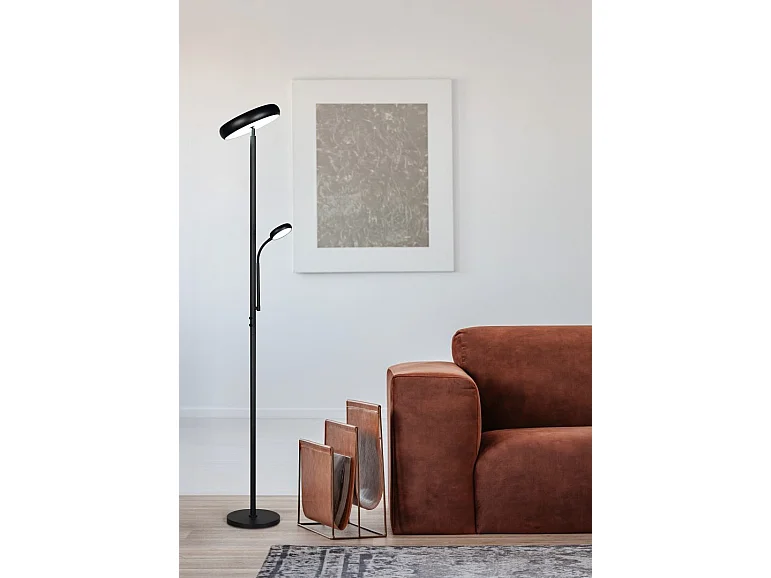 Piantana LED, metallo, nero opaco, 28x183x28 cm, Palermo