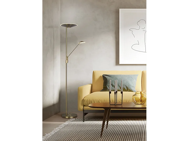 Piantana LED, metallo, ottone invecchiato, 30x180x41,6 cm, Brantford