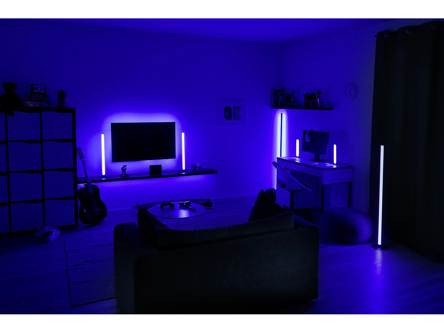 Piantana LED, alluminio, nero, 43x141x43 cm, Level