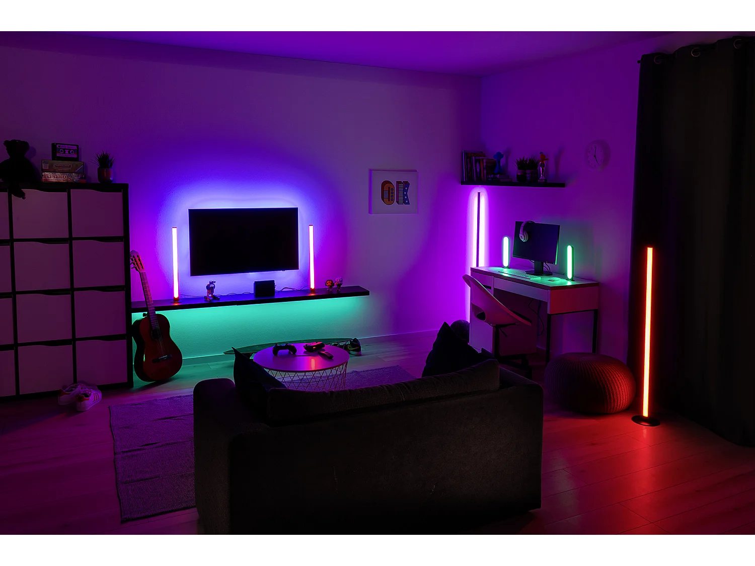 Piantana LED, alluminio, nero, 43x141x43 cm, Level