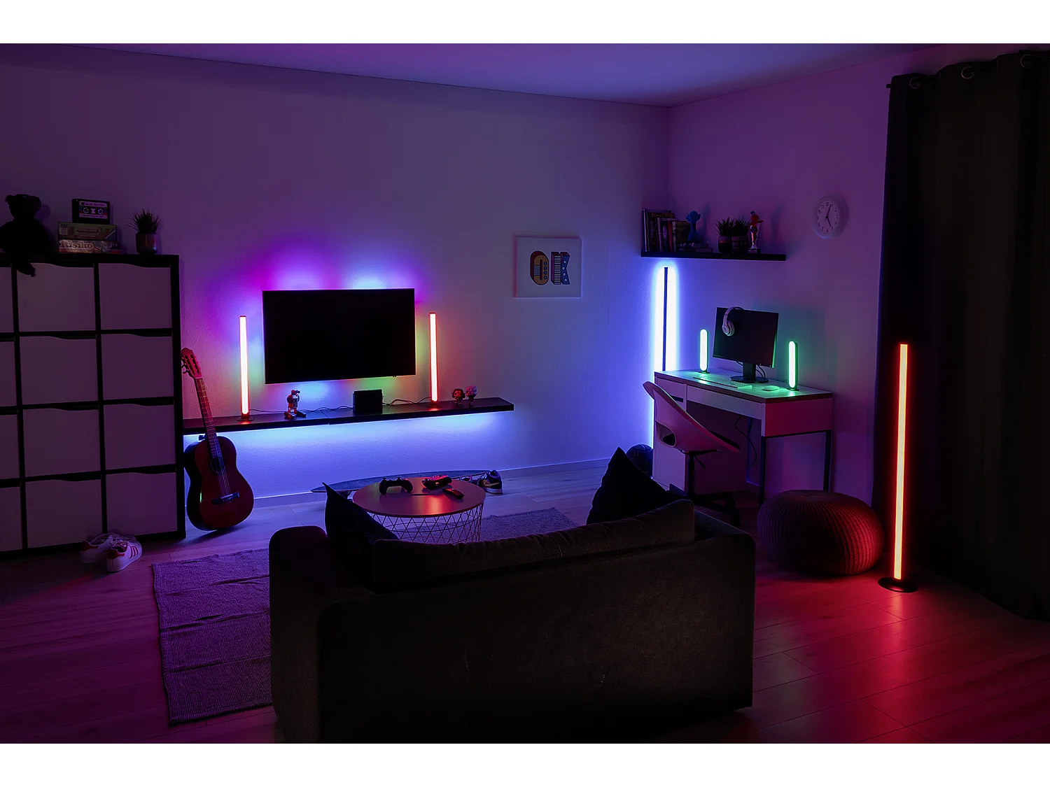 Piantana LED, alluminio, nero, 43x141x43 cm, Level