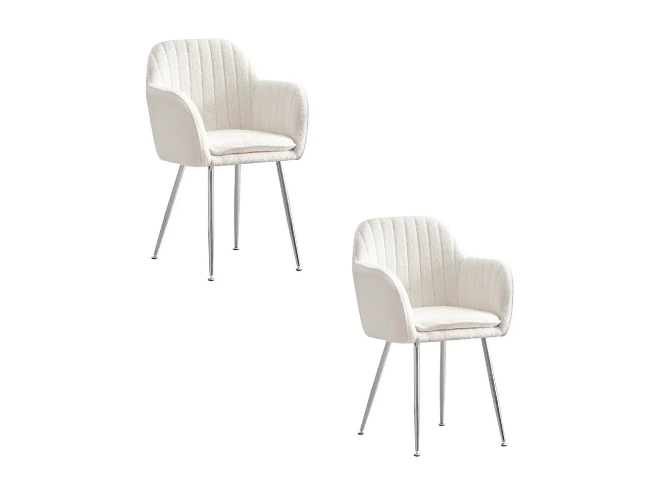 Lot de 2 chaises Chic KANVAS en velours blanc doudou pieds Chromés