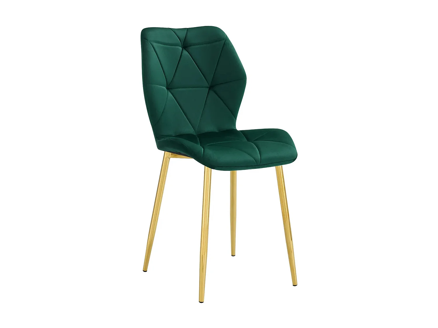 Lot 4 Chaises Salle à Manger Coquillage Velours Vert Pieds Gold 46x58,5x87cm
