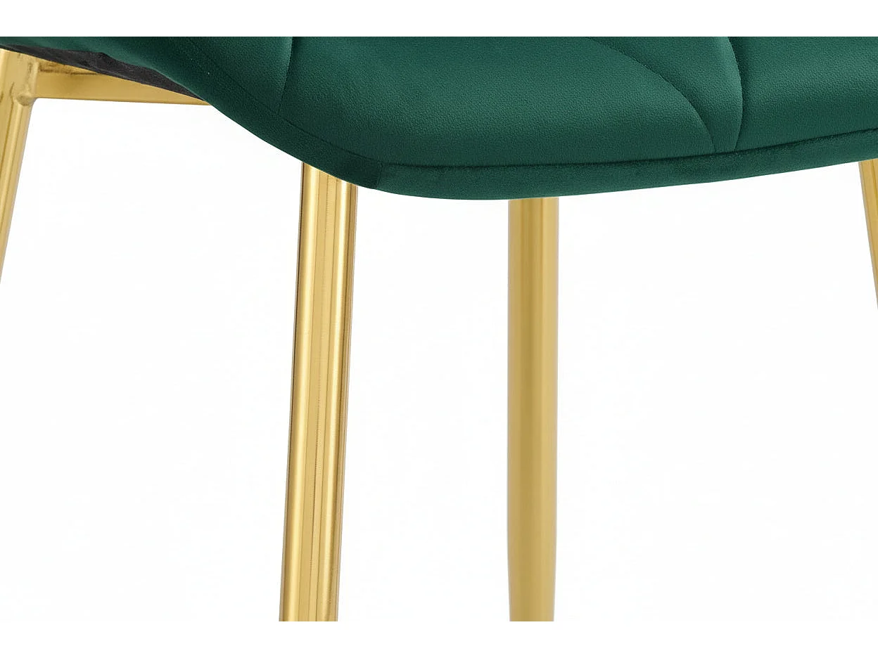 Lot 4 Chaises Salle à Manger Coquillage Velours Vert Pieds Gold 46x58,5x87cm