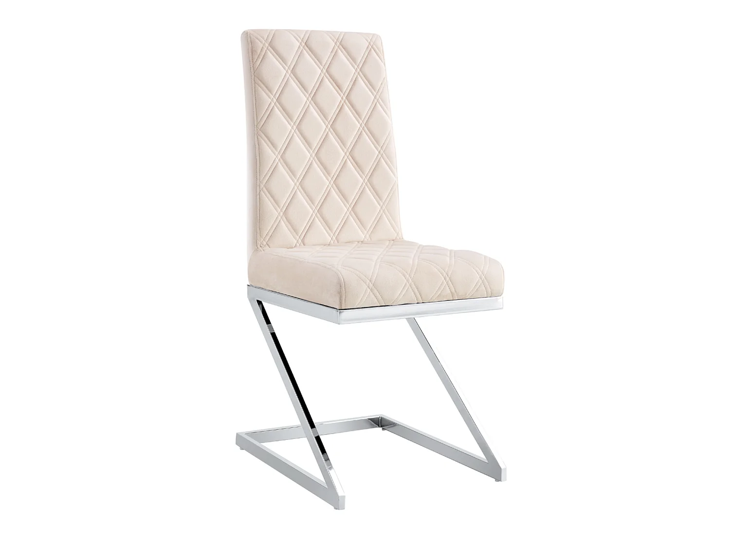 Lot de 2 chaises de salle à manger velours beige pieds chrome - Cocomat