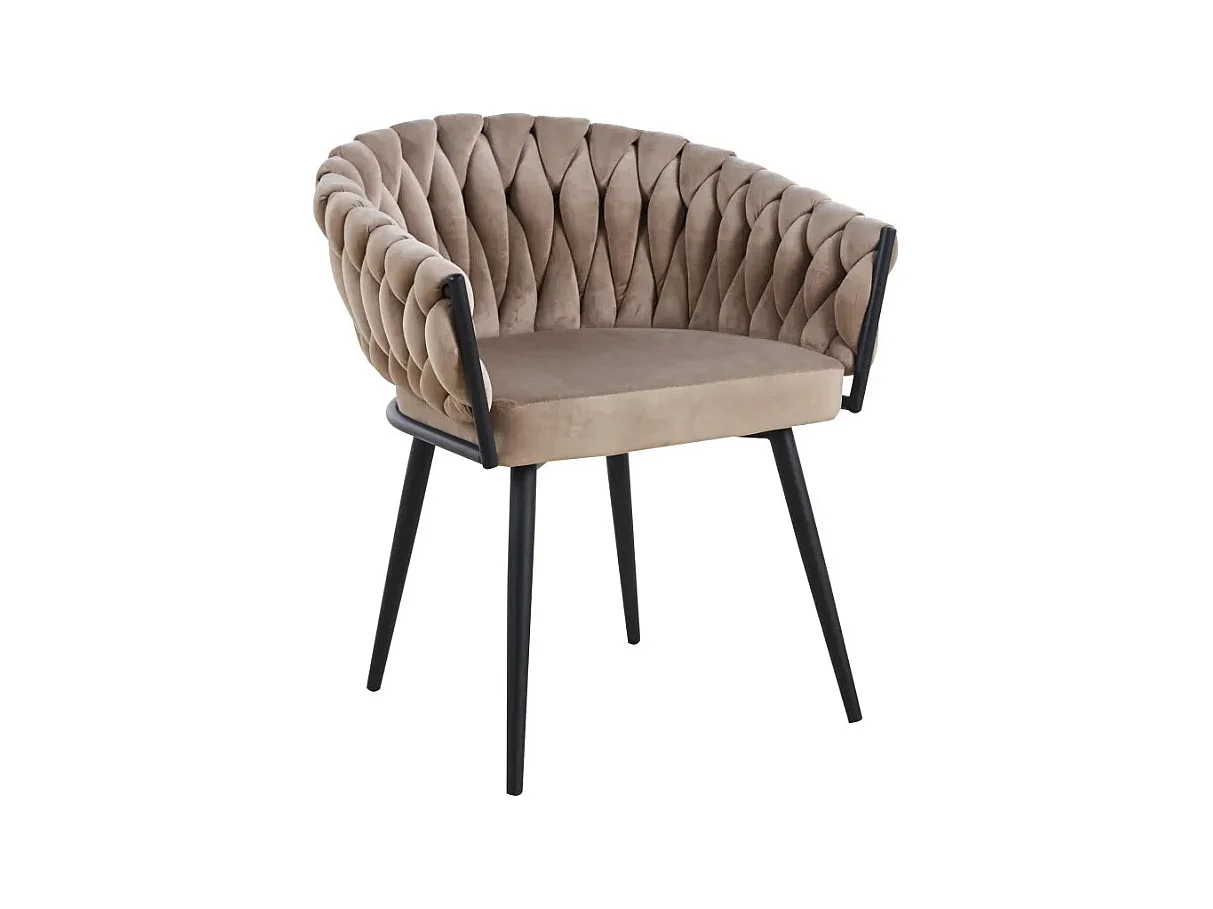 Lot de 2 chaises TRESSEES Velours Pied en métal noir