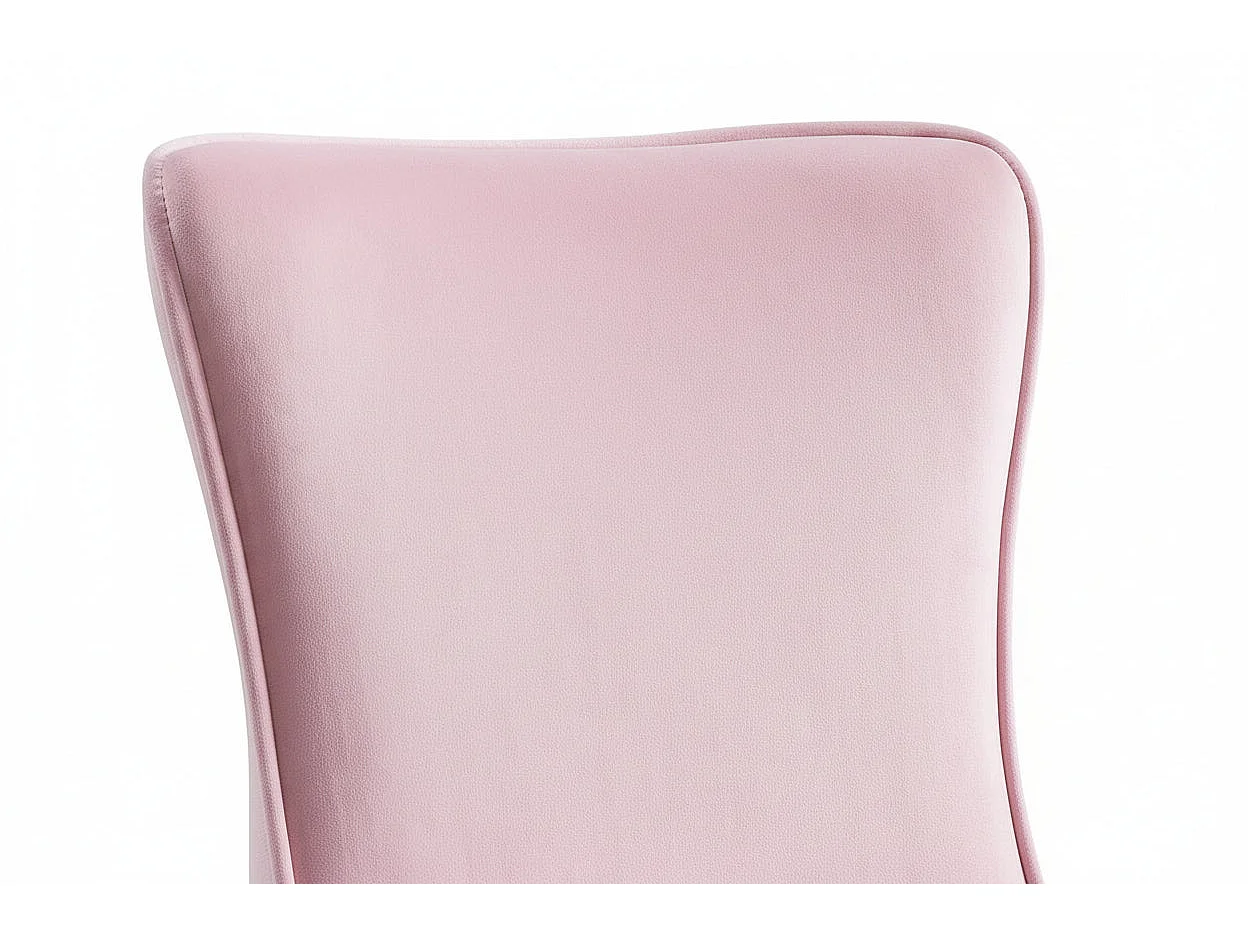 Lot 2 Chaises Salle à Manger Gabrielle Capitonnées Velours Rose Pieds Chrome 59x52x95cm