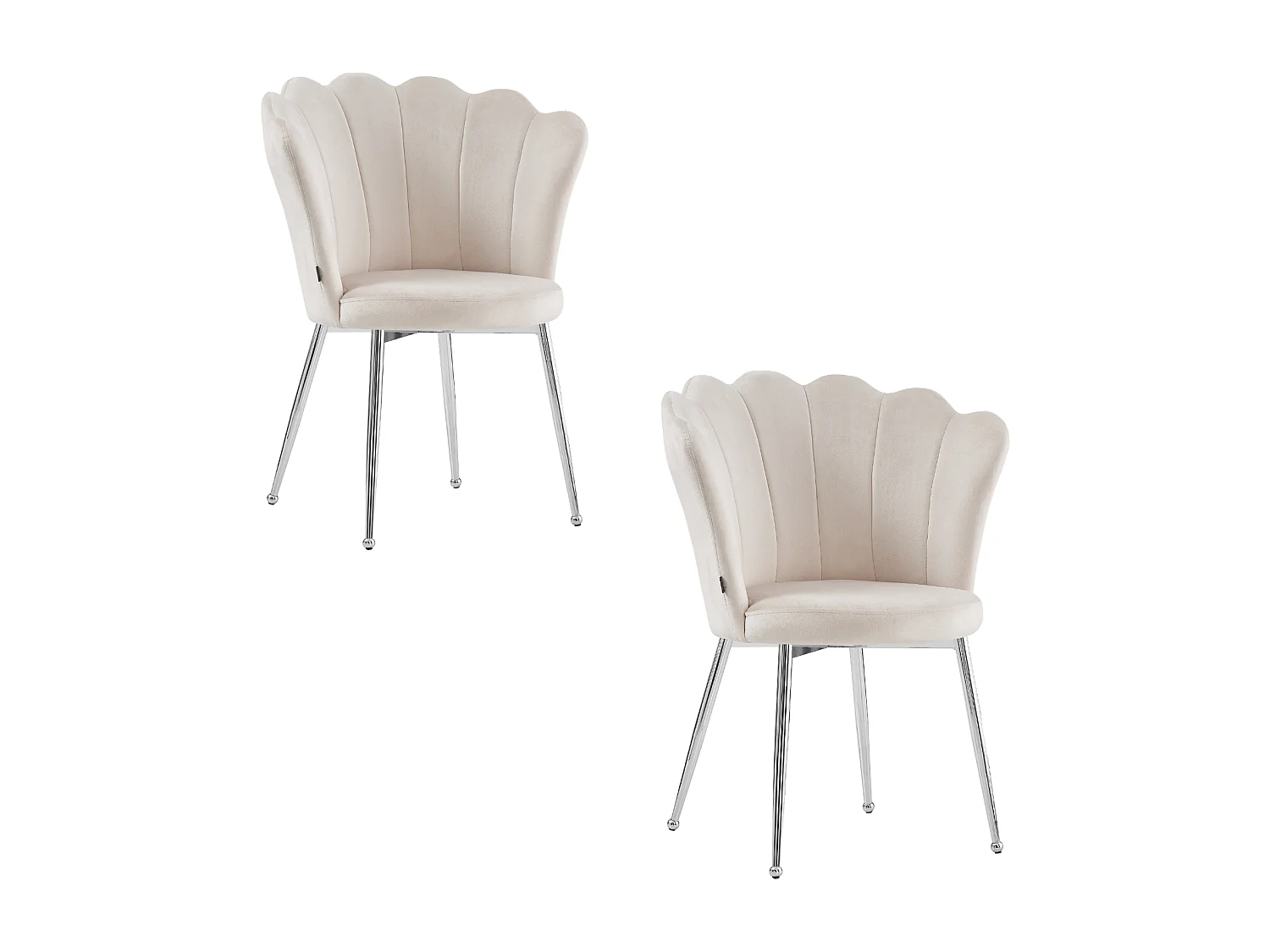 Lot de 2 chaises NYMPHEA pieds Chrome assise Velours Beige