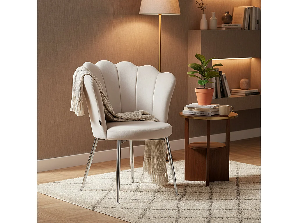 Lot de 2 chaises NYMPHEA pieds Chrome assise Velours Beige