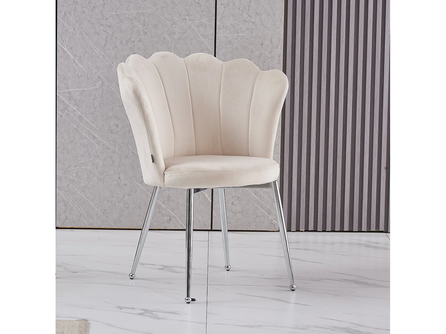 Lot de 2 chaises NYMPHEA pieds Chrome assise Velours Beige