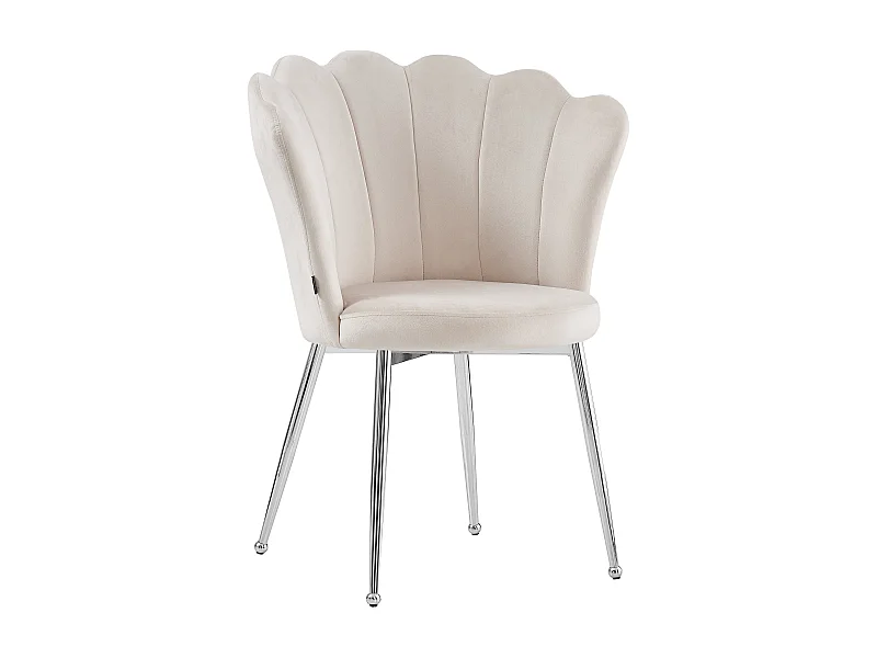 Lot de 2 chaises NYMPHEA pieds Chrome assise Velours Beige